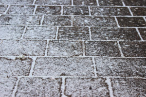 Snow covered pavers