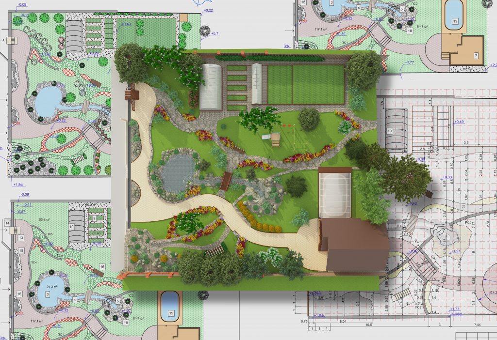 Landscape architect design of garden plan.